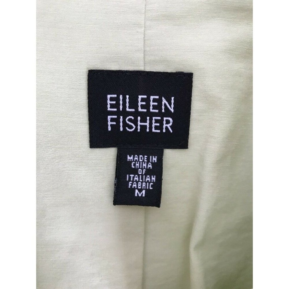 EILEEN FISHER Light Green Cotton Long Trench Coat - Picture 6 of 8